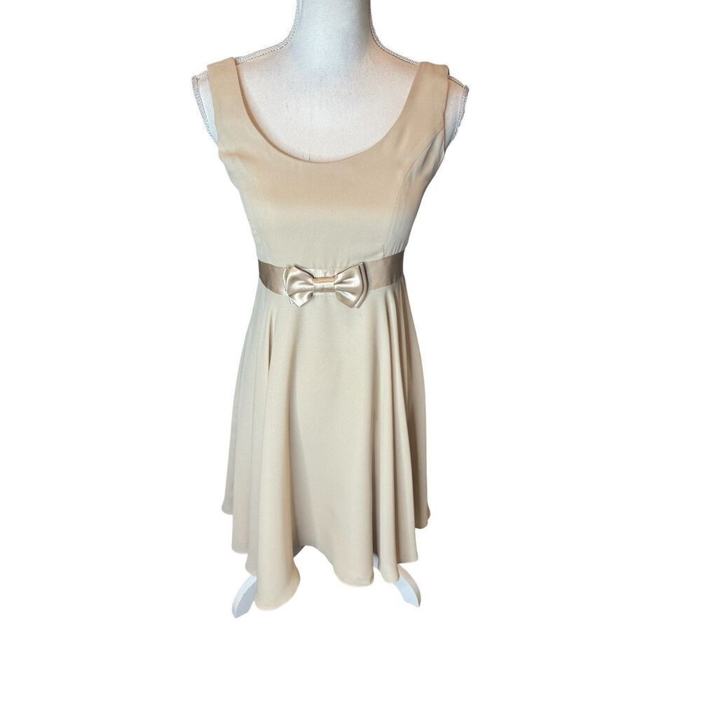 Vintage LK BENNETT London Y2K  Coquette Dress 6 Neutral Knee Length Perfect Bow